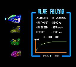 Apesar de haverem várias naves na pista em cada corrida, apenas podemos escolher uma de quatro disponíveis para jogar. Muitas das que aparecem nos circuitos são genéricas