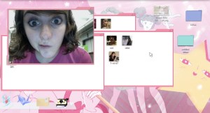 Este é o desktop de Nina. Como é que alguém gosta de tanto cor-de-rosa assim é para lá da minha compreensão