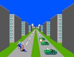 Na perspectiva pseudo 3D tipo After Burner, mesmo quando o caminho a seguir é tão simples quanto este, as coisas ficam algo lentas.