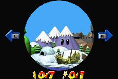 Antes de escolher o nível que queremos visitar, podemos ver quantas estrelas e/ou chaves nos faltam encontrar