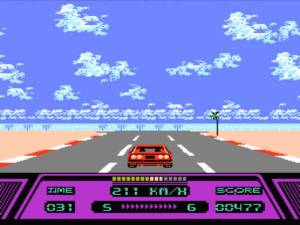 Rad Racer é bastante colorido e tal como Out Run, as estradas não são planas
